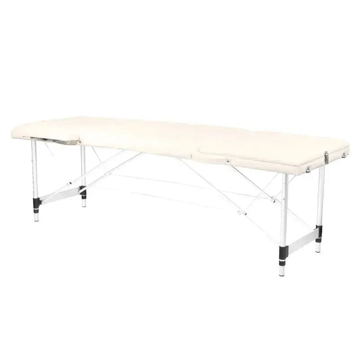 Folding massage table, aluminum comfort, 3-section cream BarberCity