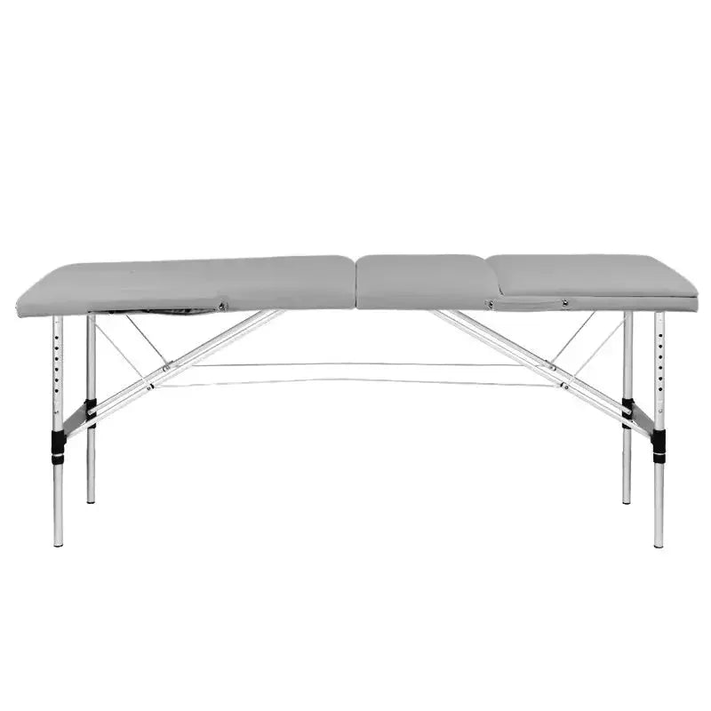 Folding massage table, aluminum, 2-section, gray, comfort BarberCity