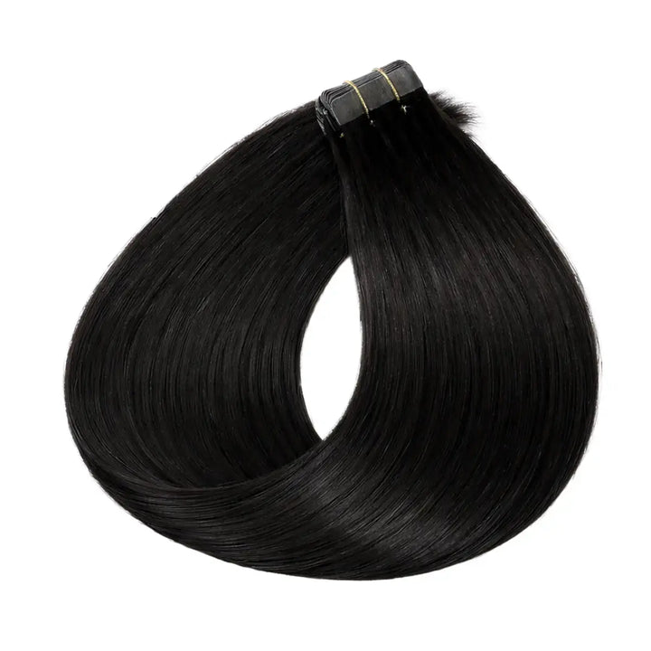 Tape-in Löshår Äkta Remy – Natural Black 1B (Color #1B) | 60 cm | Double Drawn Extensions