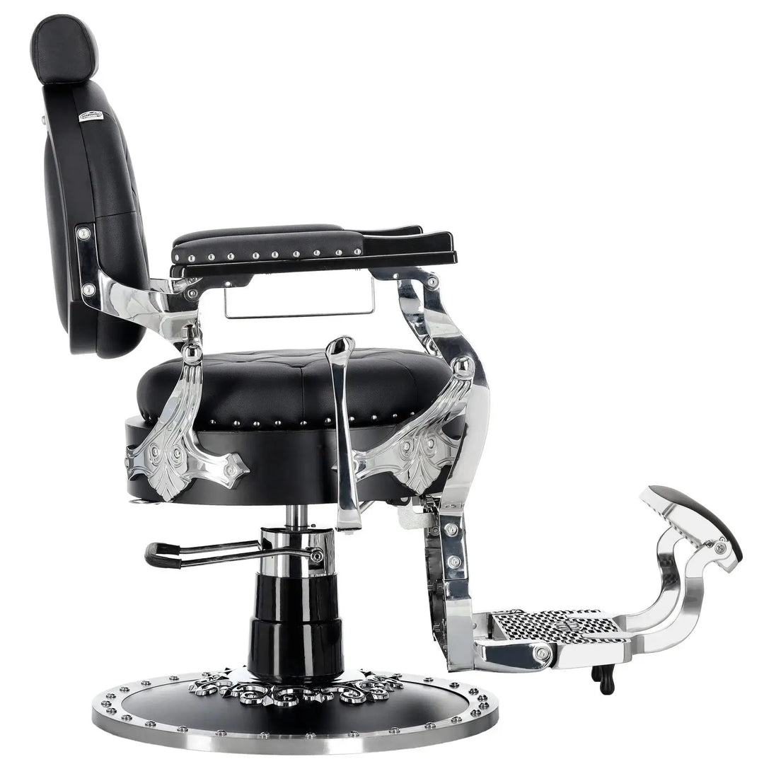 Kingdom Barber Chair Black - Silver Klipp&Trim
