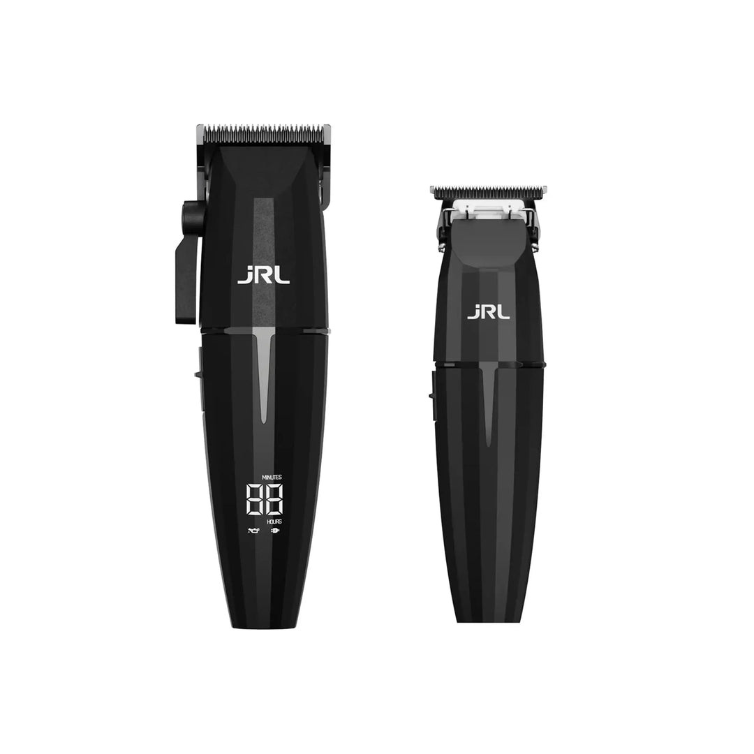 JRL onyx collection combo kit med svart hårklippare och precisionstrimmer framifrån