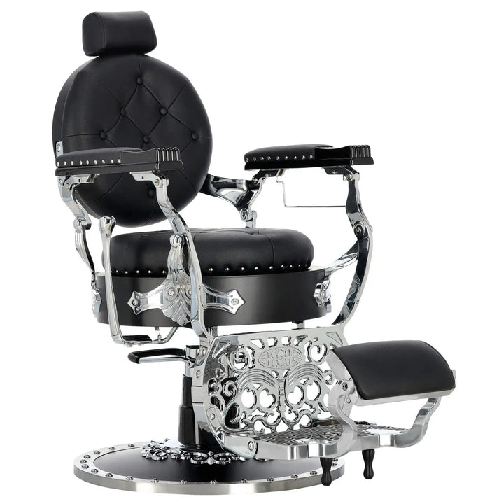 Kingdom Barber Chair Black - Silver Klipp&Trim
