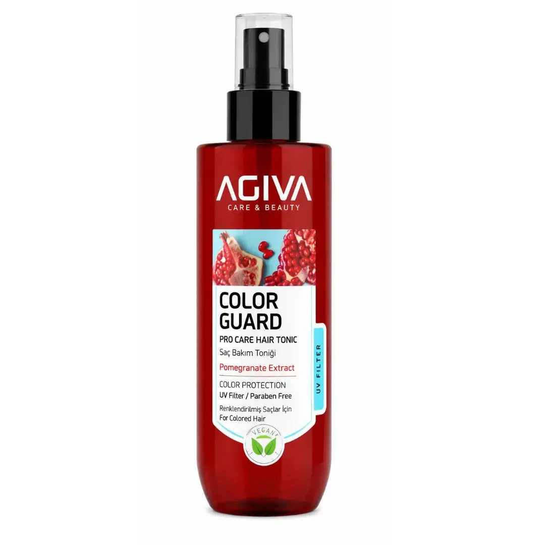 Agiva color guard pro care hårtonic – röd sprayflaska för färgat hår