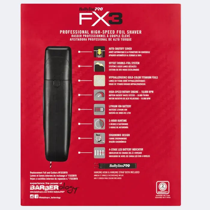 BaBylissPRO® FX3 Professional High Speed Foil Shaver BaByliss