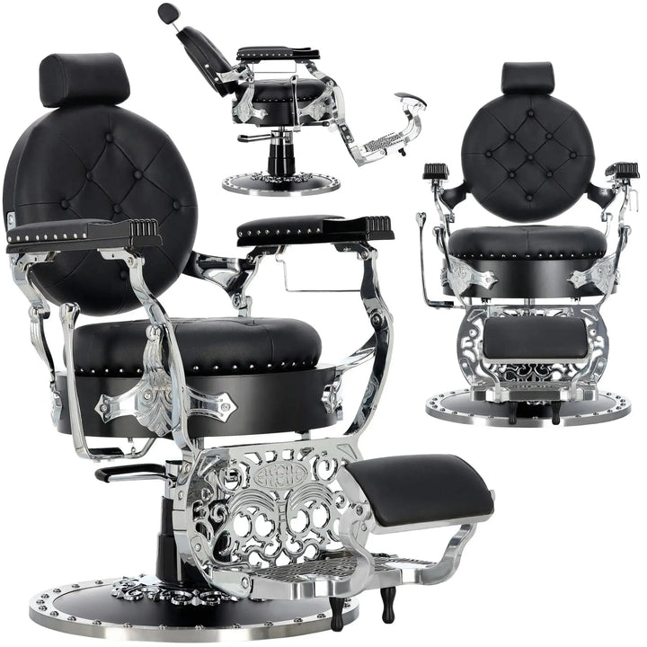 Kingdom Barber Chair Black - Silver Klipp&Trim