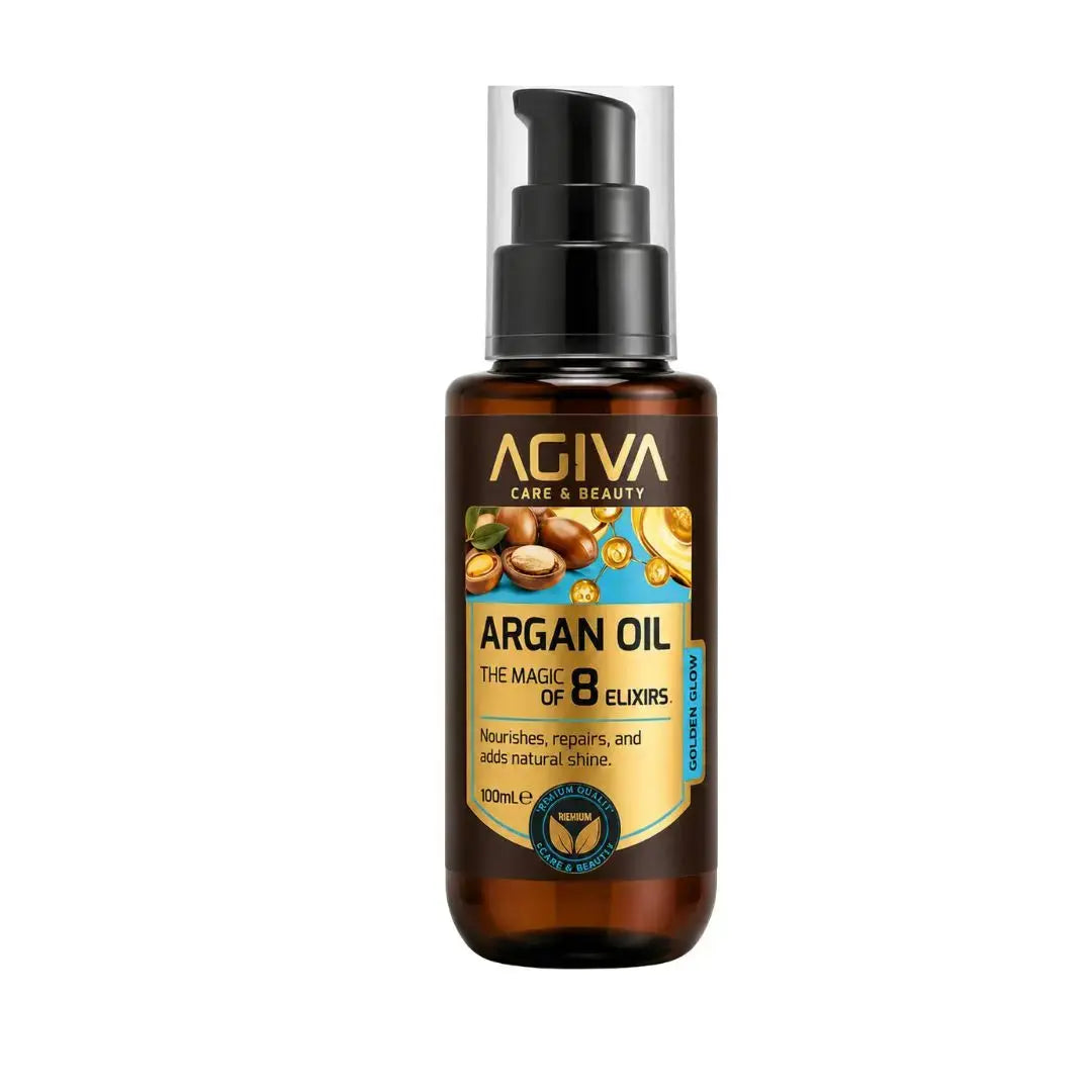 Agiva argan oil colour glow hårelixir 100 ml – brun pumpflaska