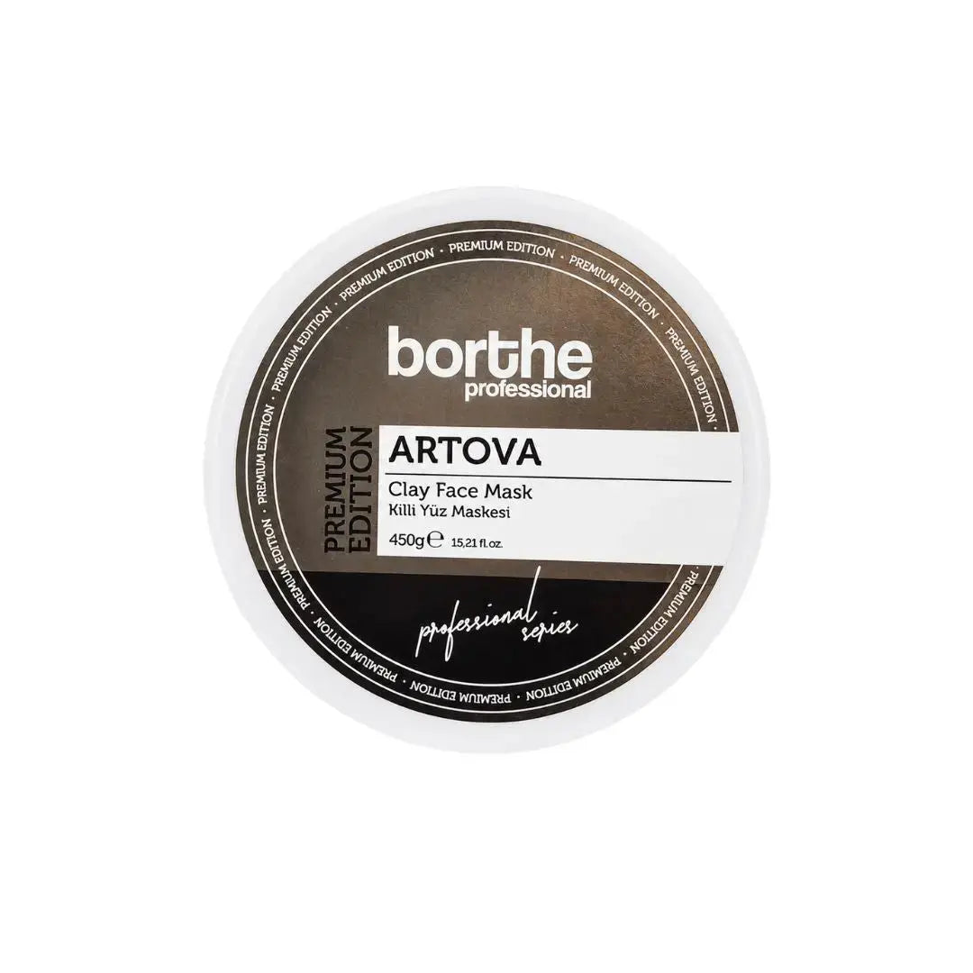 Borthe professional artova lermask 450 g – vit burk med brunsvart etikett