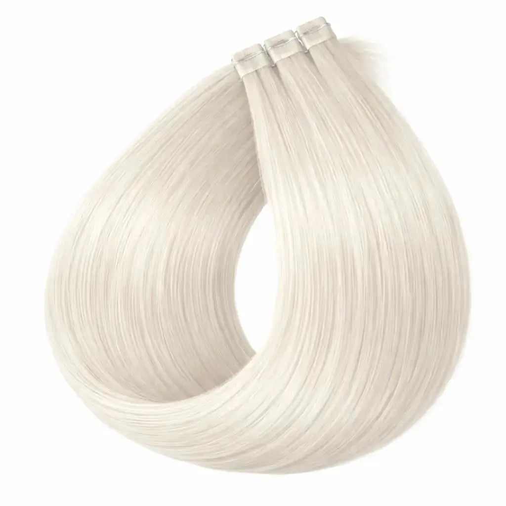 Tape-in Löshår 60 cm – Äkta Remy Double Drawn – Platinum Ice Blonde 10.0–12.0 Extensions