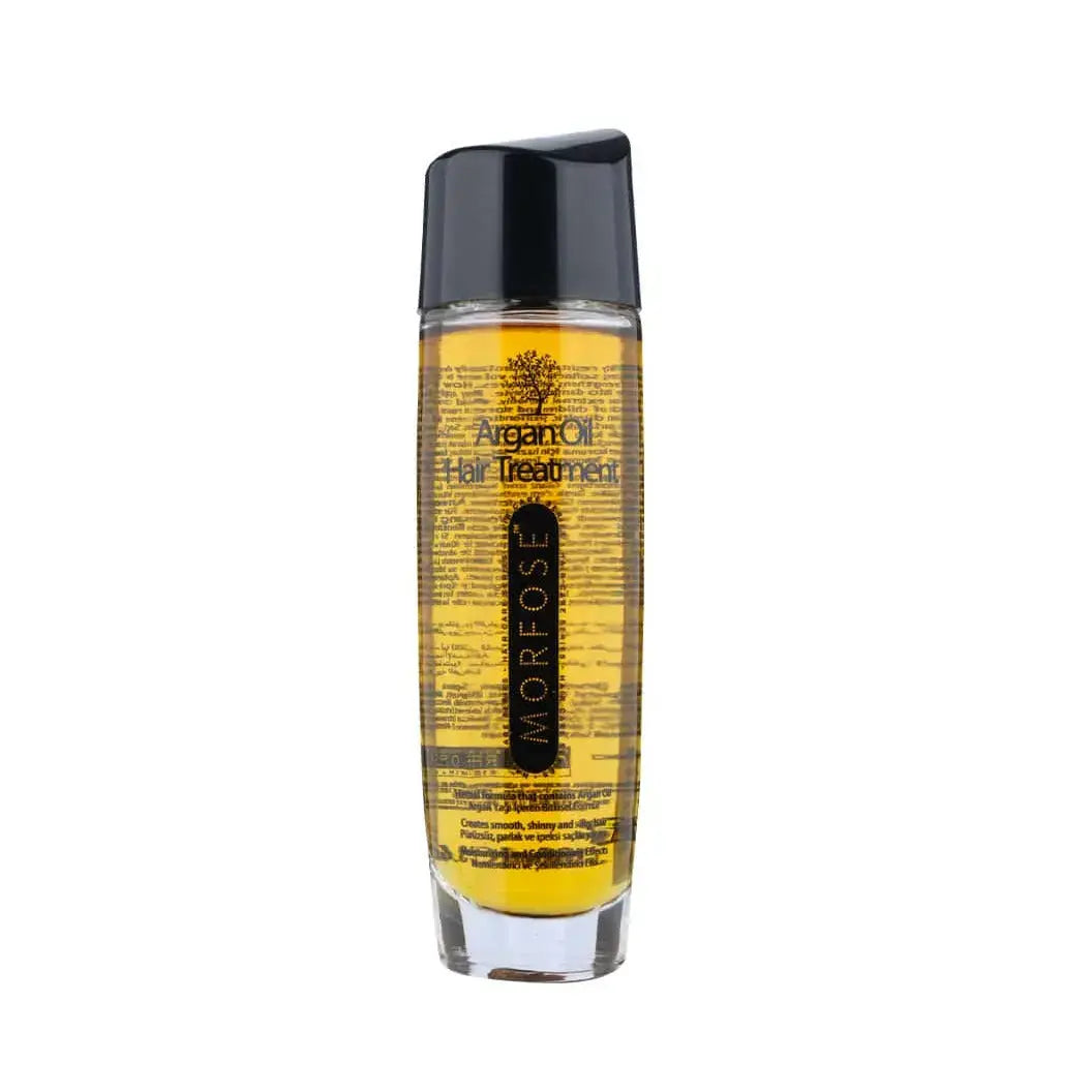Morfose argan oil hair treatment hårolja 100 ml i genomskinlig flaska med svart lock