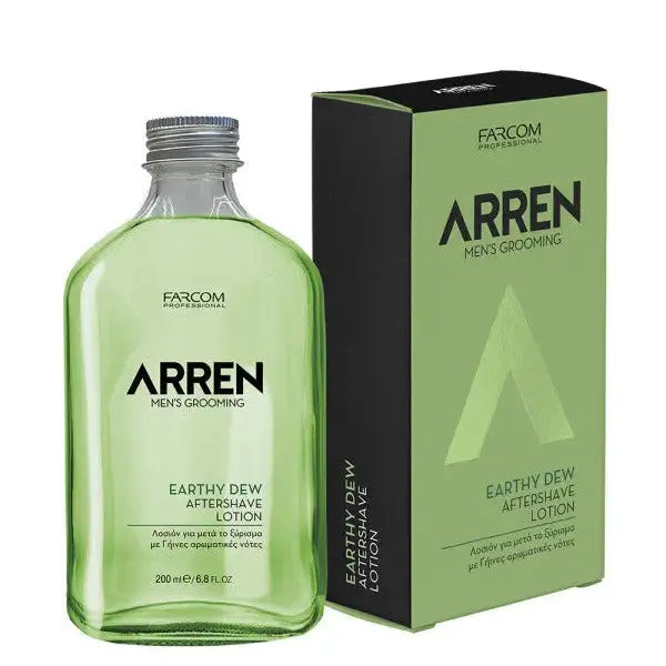 Arren earthy dew aftershave lotion 200 ml i genomskinlig flaska med grön och svart kartong