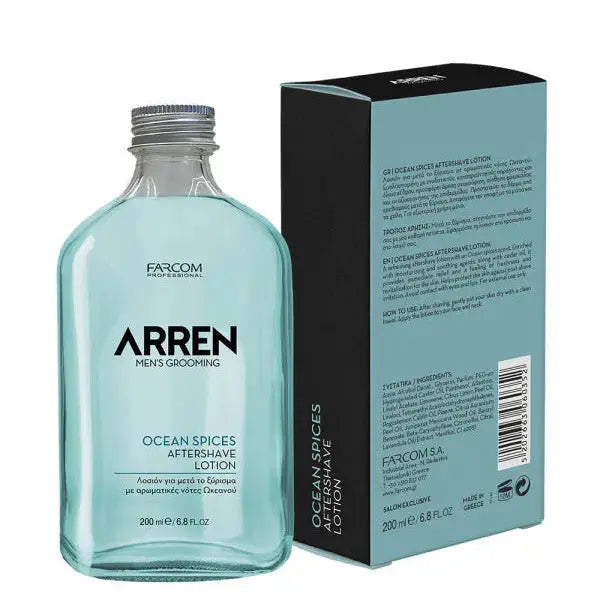 Arren ocean spices aftershave lotion 200 ml med användningsanvisningar på kartongens baksida