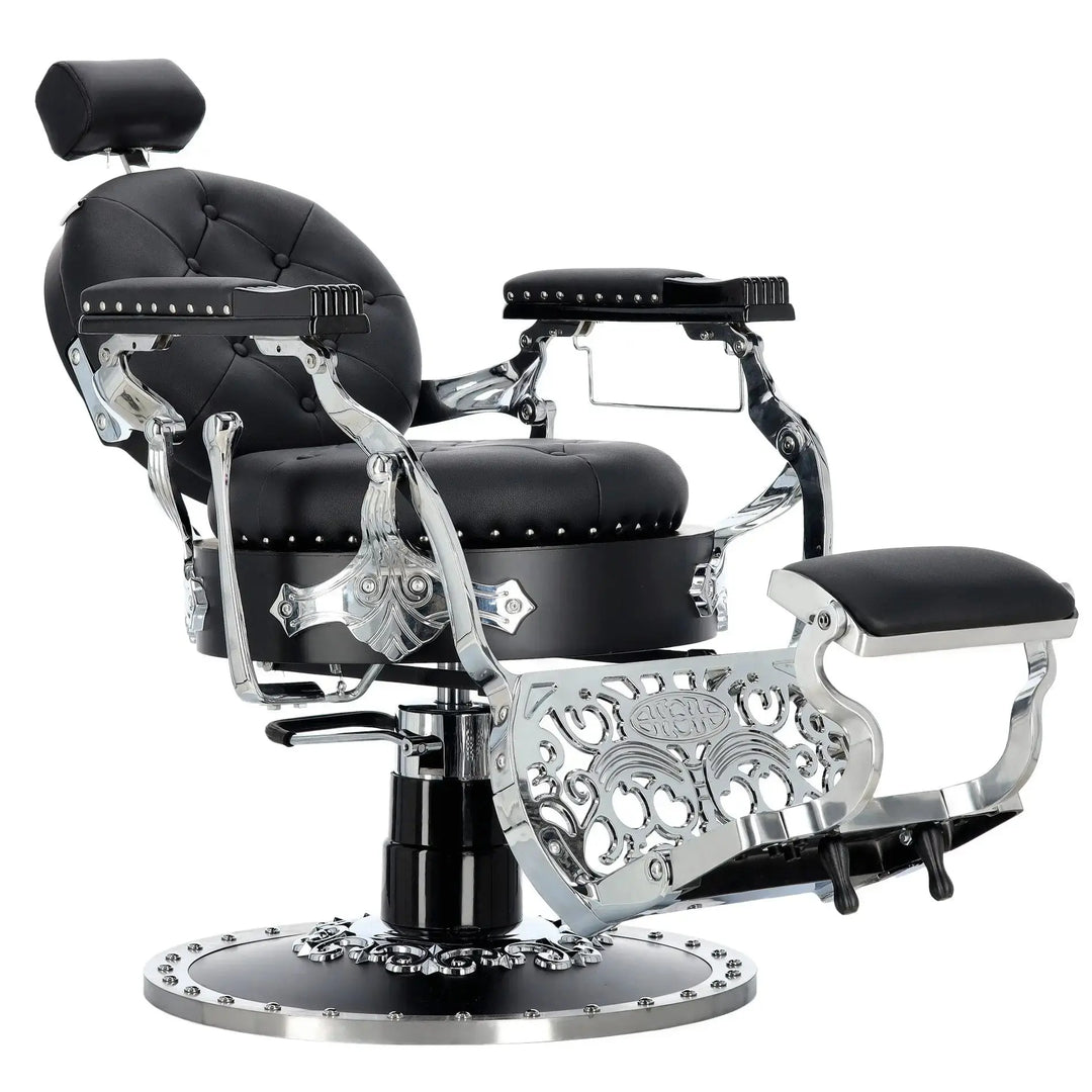 Kingdom Barber Chair Black - Silver Klipp&Trim