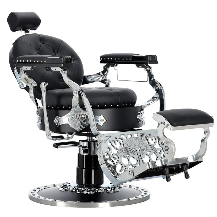 Kingdom Barber Chair Black - Silver Klipp&Trim