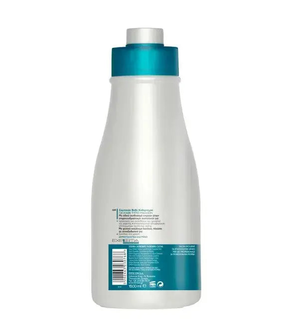 Expertia residue remover schampo 1500 ml med produktinformation på flaskans baksida