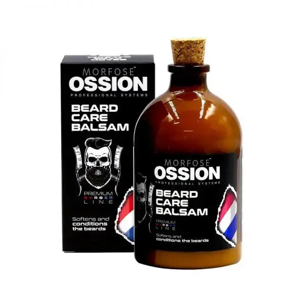 Ossion beard care balsam 100 ml i brun flaska med kork och svart ytterkartong